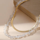 IRREGULAR TRANSPARENT CRYSTAL DOUBLE LAYER NECKLACE_CWMM3626