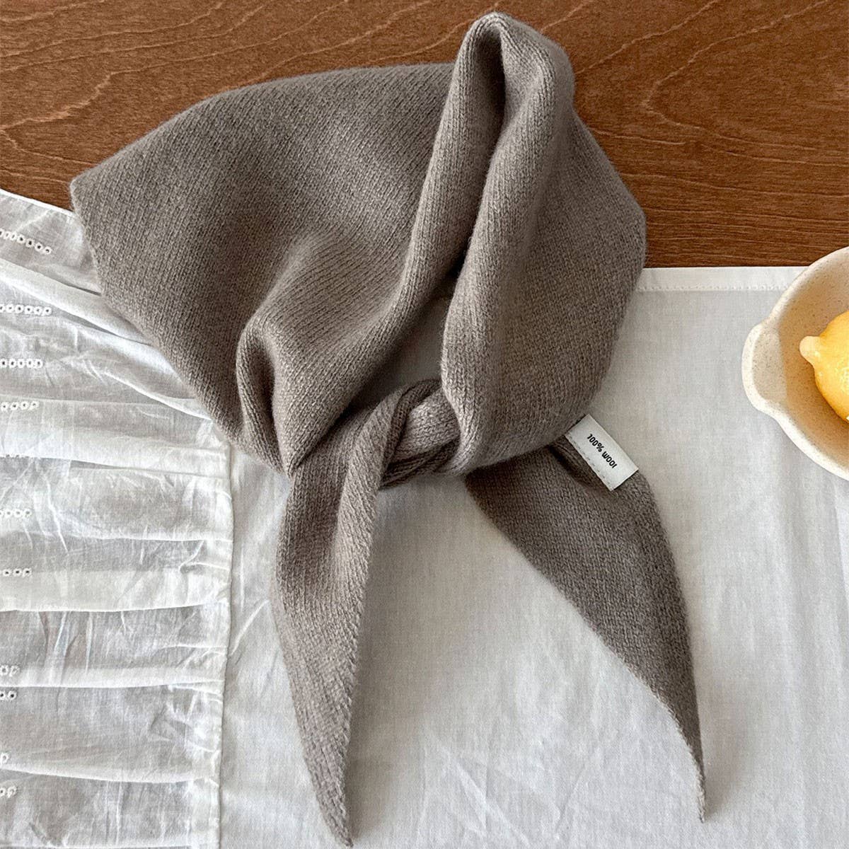 Pure Wool Knit Triangle Scarf Multi-Use_Cwov00279