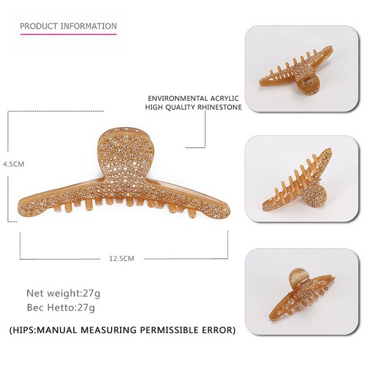 FASHION LARGE DIAMOND SHARK CLIP HAIRPIN_CWAHA4265
