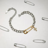 Two-Tone Stainless Steel Paperclip Bracelet,Luxury