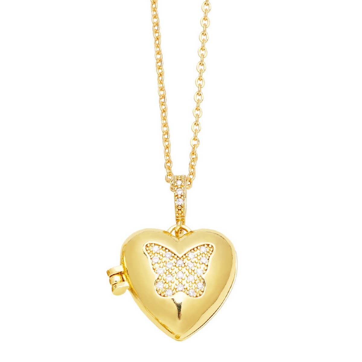 GOLD HEART SHAPED PENDANT NECKLACE_CWAJE0918