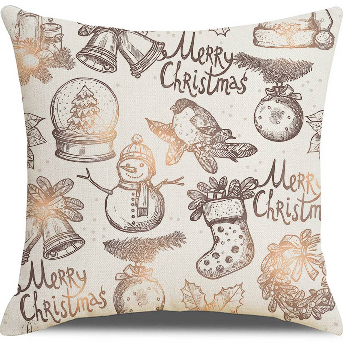 GOLD CHRISTMAS PRINT PILLOWCASE_CWMM1394
