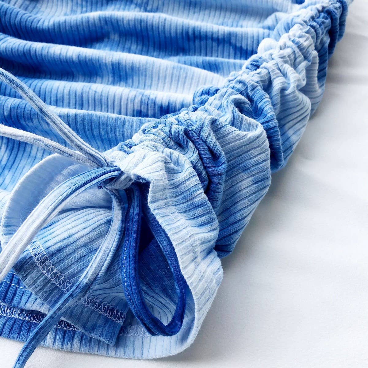 KNITTED DRAWSTRING SKIRT TIE DYE PLEATED SKIRT_CWBSS0409