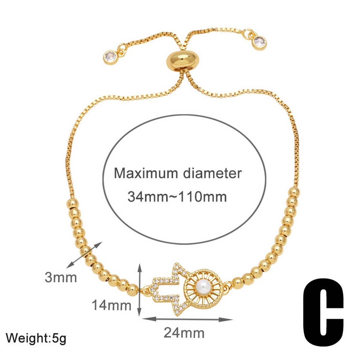 DEVILS EYE SET DIAMOND PEARL BRACELET_CWAJE0923