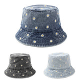 DENIM CHRYSANTHEMUM EMBROIDERED BUCKET HAT_CWAH1142