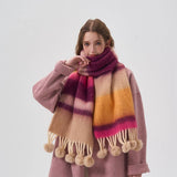 COLORBLOCK STRIPE SCARF FAUX CASHMERE WRAP_CWASC2344