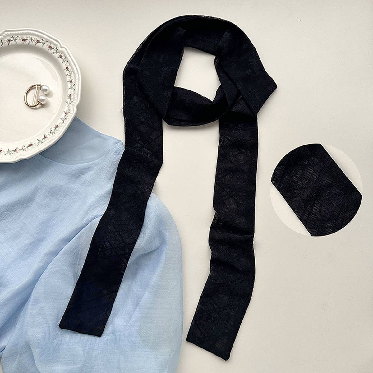 LACE LONG SCARF ELEGANT NECK HAIR TIE FOR WOMEN_CWASC1980