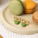 18K GOLD STAINLESS STEEL BOW HEART EARRINGS_CWASC1685