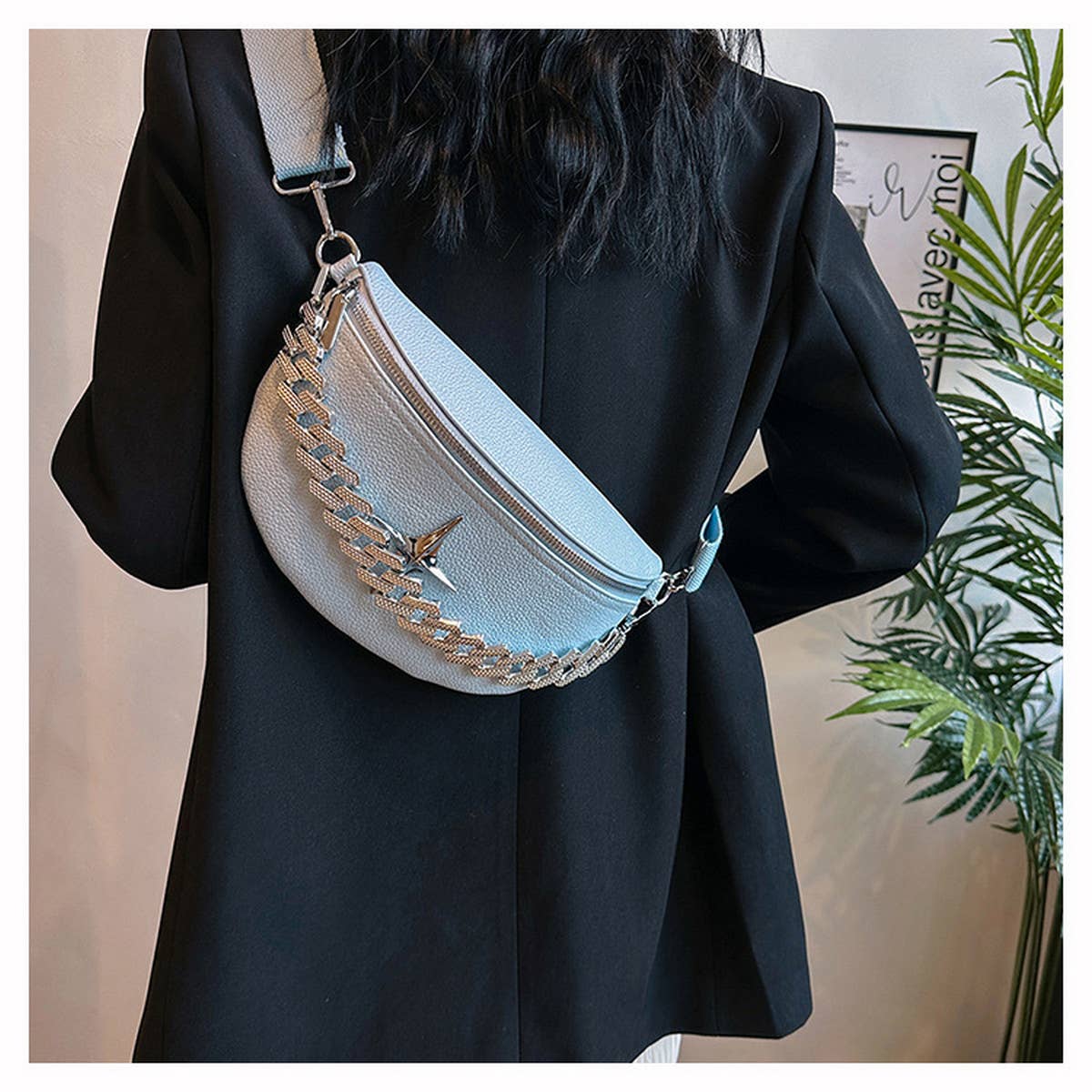 BELT BAG CROSSBODY BAG SUMMER WITH CHUNKY CHAIN_CWAB2067