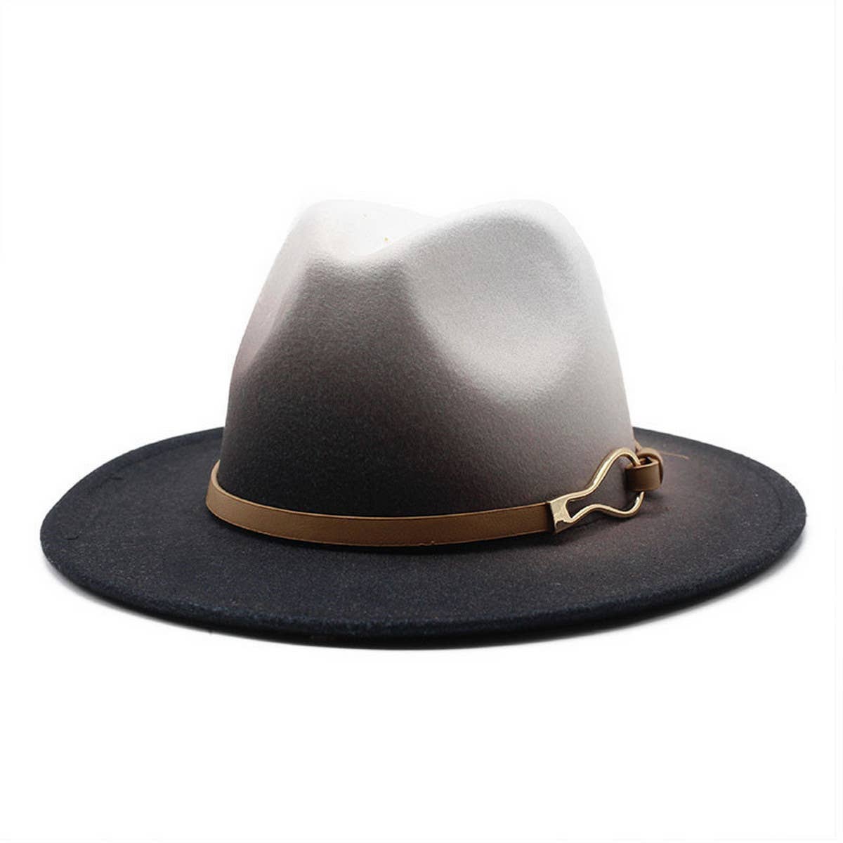 FASHION GRADIENT TWO COLOR THICK FELT HAT JAZZ HAT_CWAH0817
