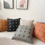 SIMPLE LEATHER SPLICING THROW PILLOW CASES_CWMM0242