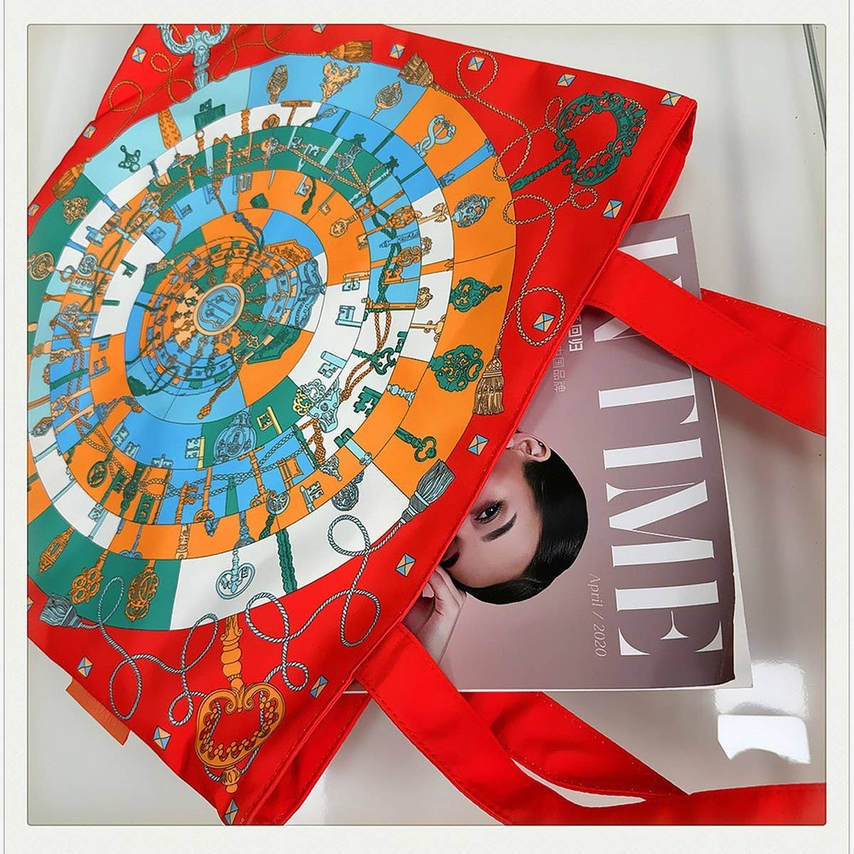 TASSEL KEY CANVAS TOTE BAG FOR WOMEN_CWAB5136