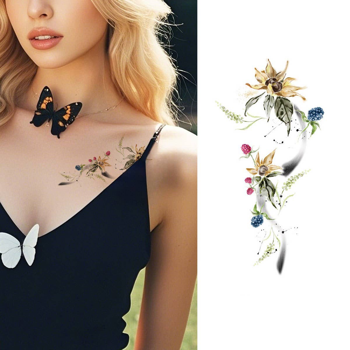 ELEGANT FLORAL ARM TATTOOS WATERPROOF LONG LASTING_CWMM8263