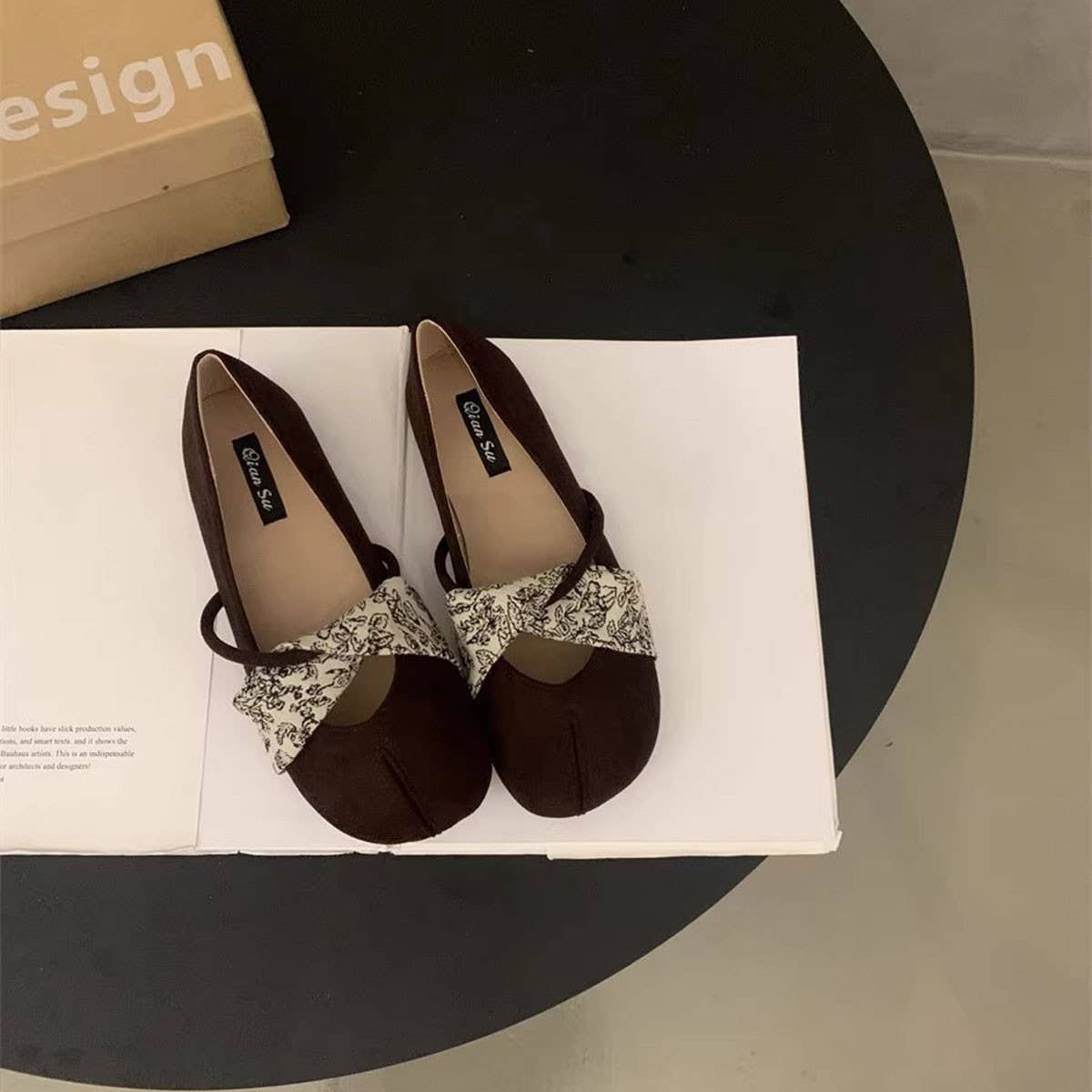 Vintage Flat Mary Jane Shoes Suede Low Cut