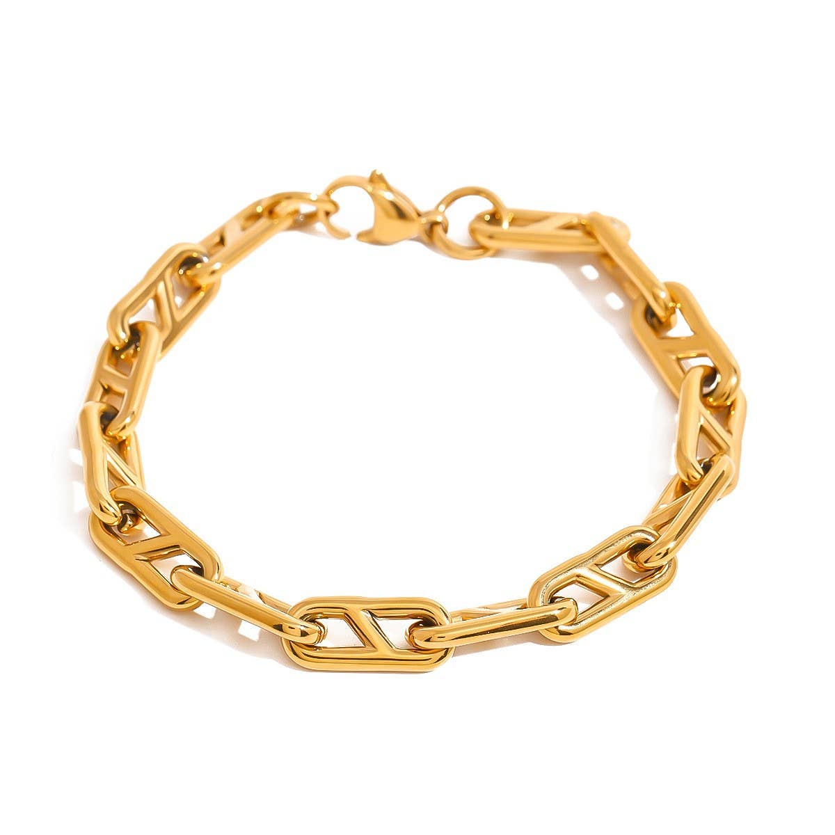 GOLD STAINLESS STEEL CHAIN BRACELET NO FADING_CWAJE4876
