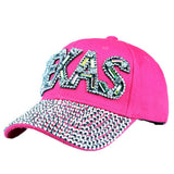 TEXAS LETTER RHINESTONE BASEBALL CAP SUN HAT_CWAH1077