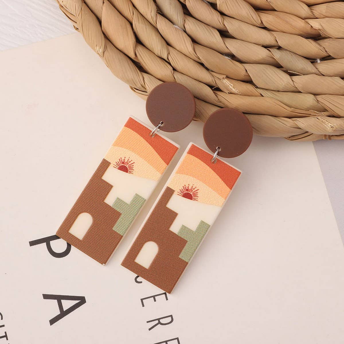 SWEET GIRL COLORFUL FLOWER ACRYLIC EARRINGS_CWAJE3993