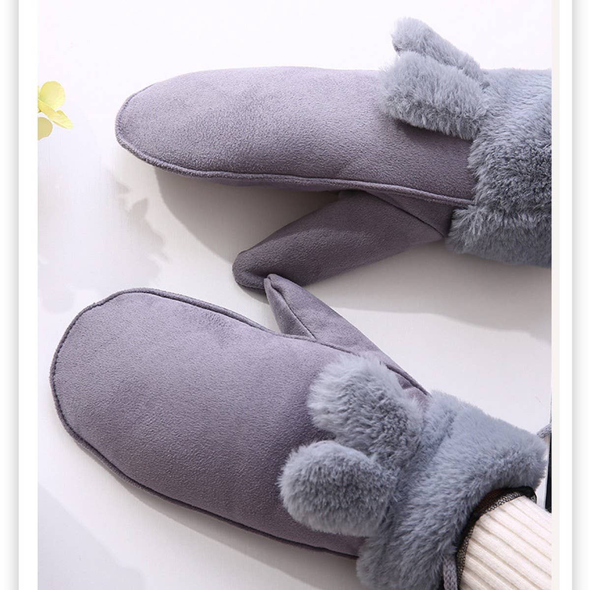 Winter Cute Bunny Ears Warm Flannel Gloves_Cwag0269