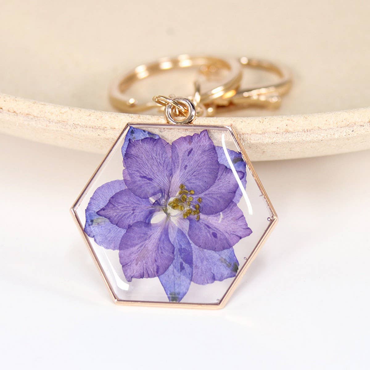 NEW NATURAL DRIED FLOWER KEYCHAIN PENDANT_CWMM3714