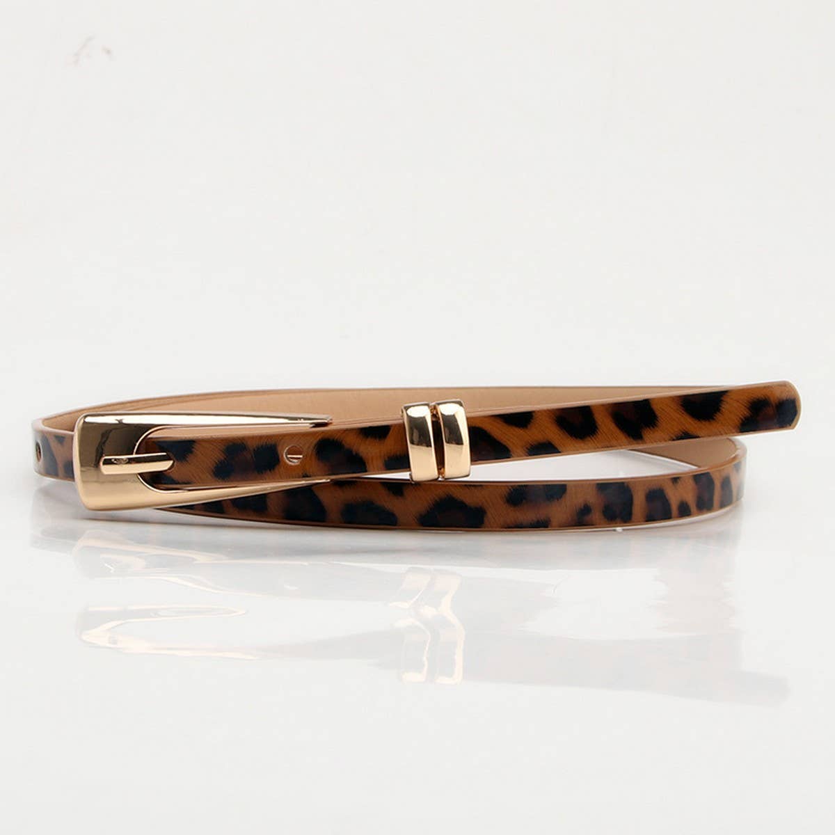 CLASSIC SIMPLE ALLOY BUCKLE LEOPARD THIN BELTS_CWABE0399