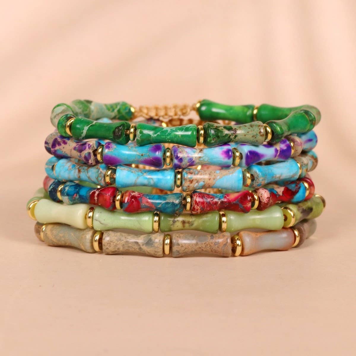 BAMBOO SHAPE NATURAL STONE BRACELET_CWAJE3941