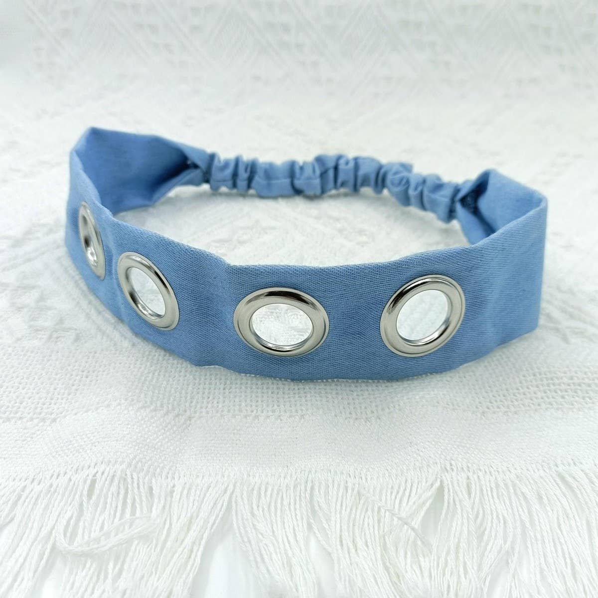 DENIM PUNK HEADWRAP WITH METAL STUDS_CWAHA6312