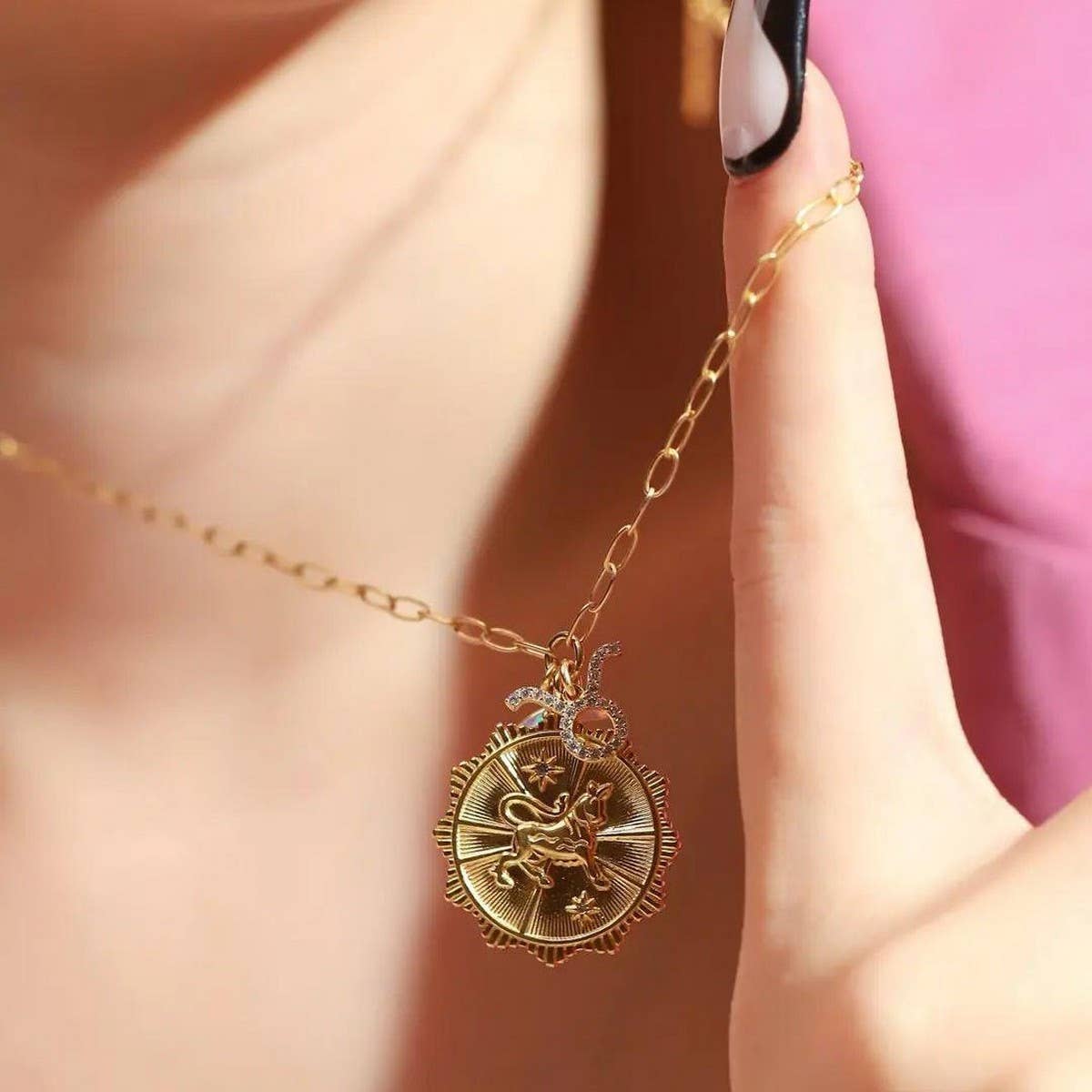 MICRO PAVED ZIRCONIA ZODIAC PENDANT NECKLACE_CWMM5295