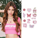 PINK BARBIE STYLE HOLOGRAPHIC TATTOO STICKERS_CWMM8369