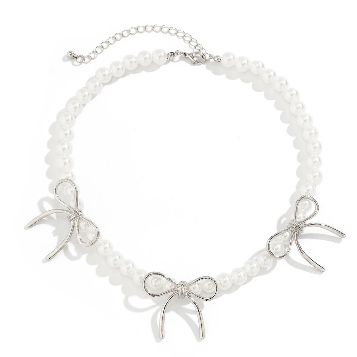 HOT SELLING BLACK BOW BEADED NECKLACE_CWAJE1171