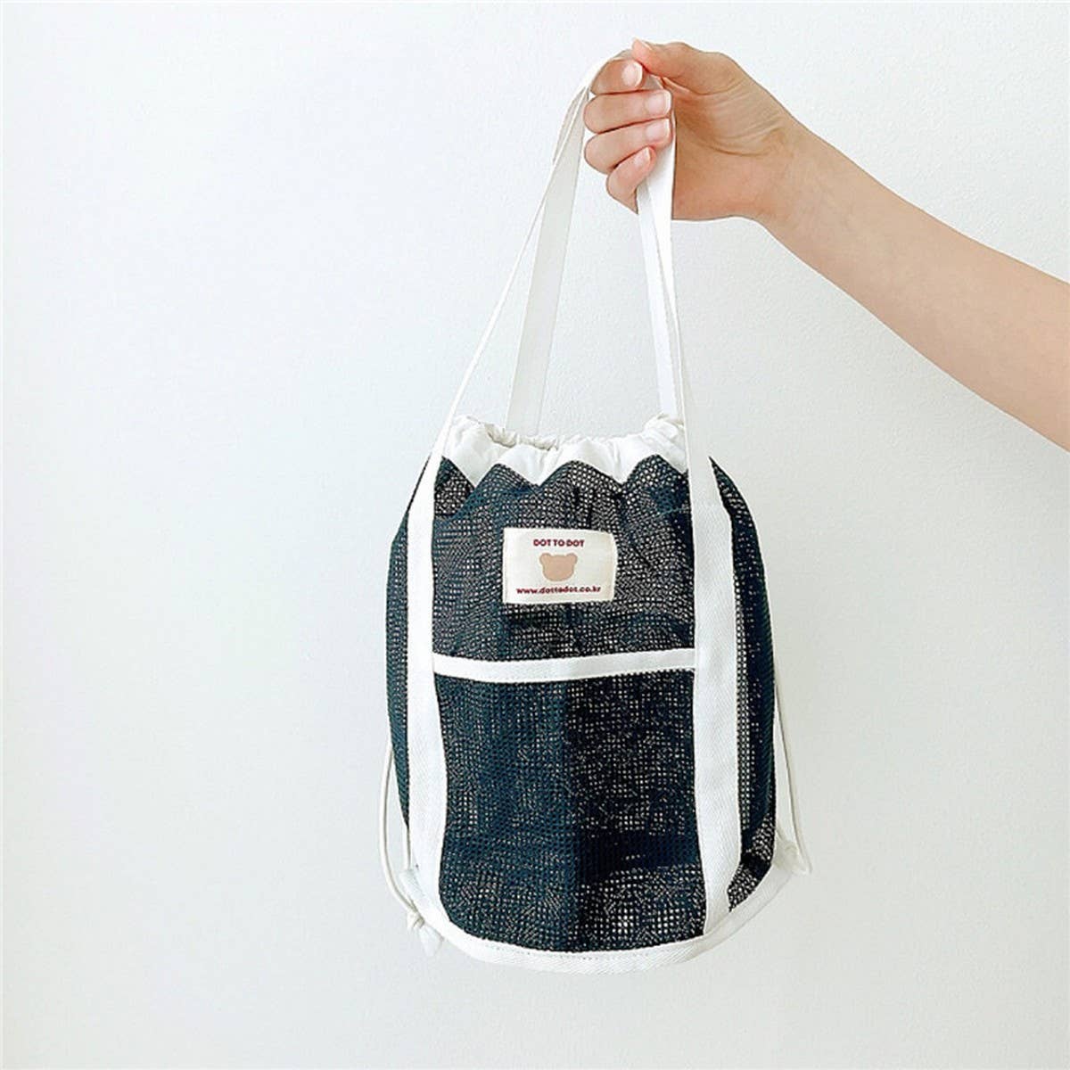 MESH BEACH BAG DRAWSTRING BREATHABLE STORAGE BAG_CWAB1917