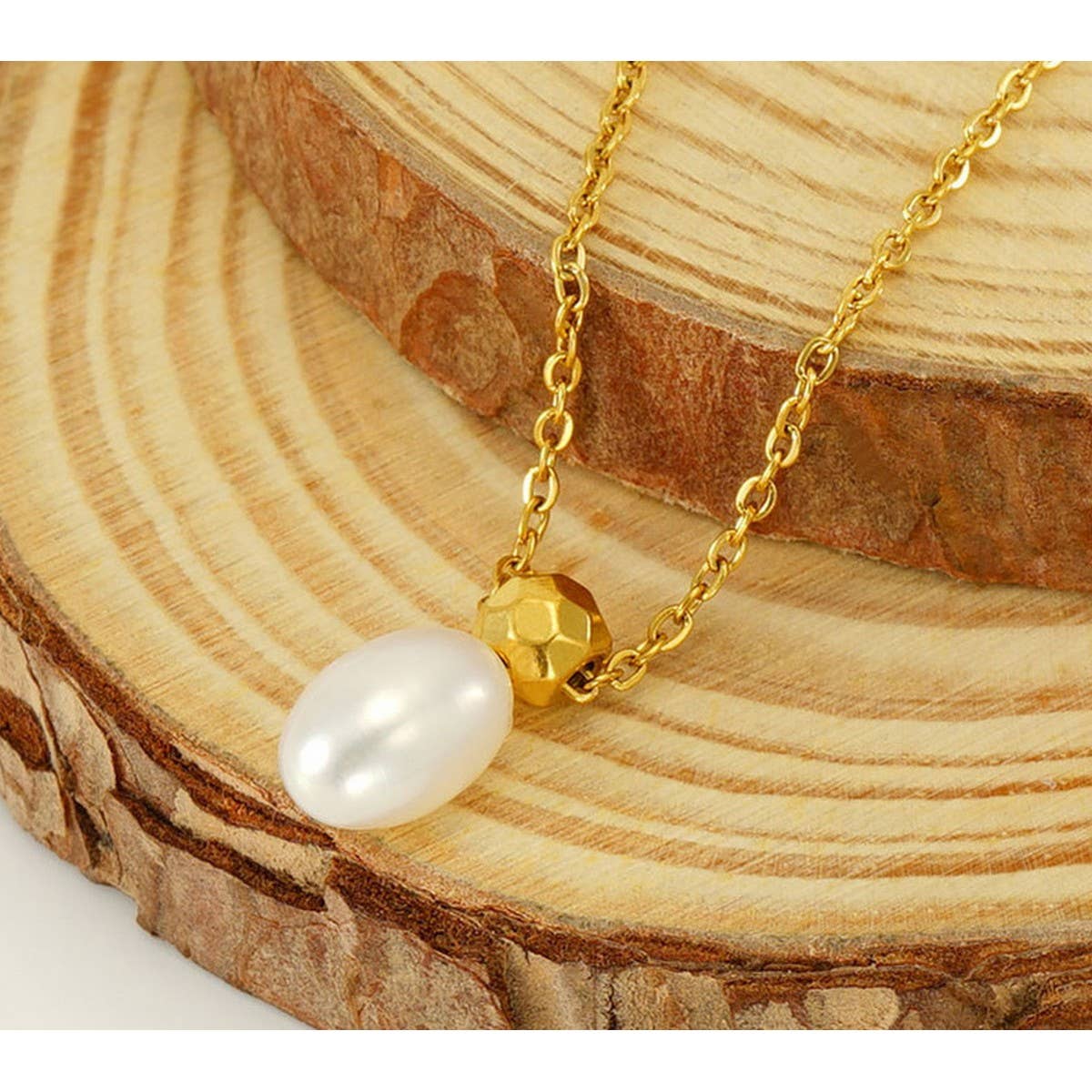Cwaje1962_Simple Pearl Pendant Necklace Gold