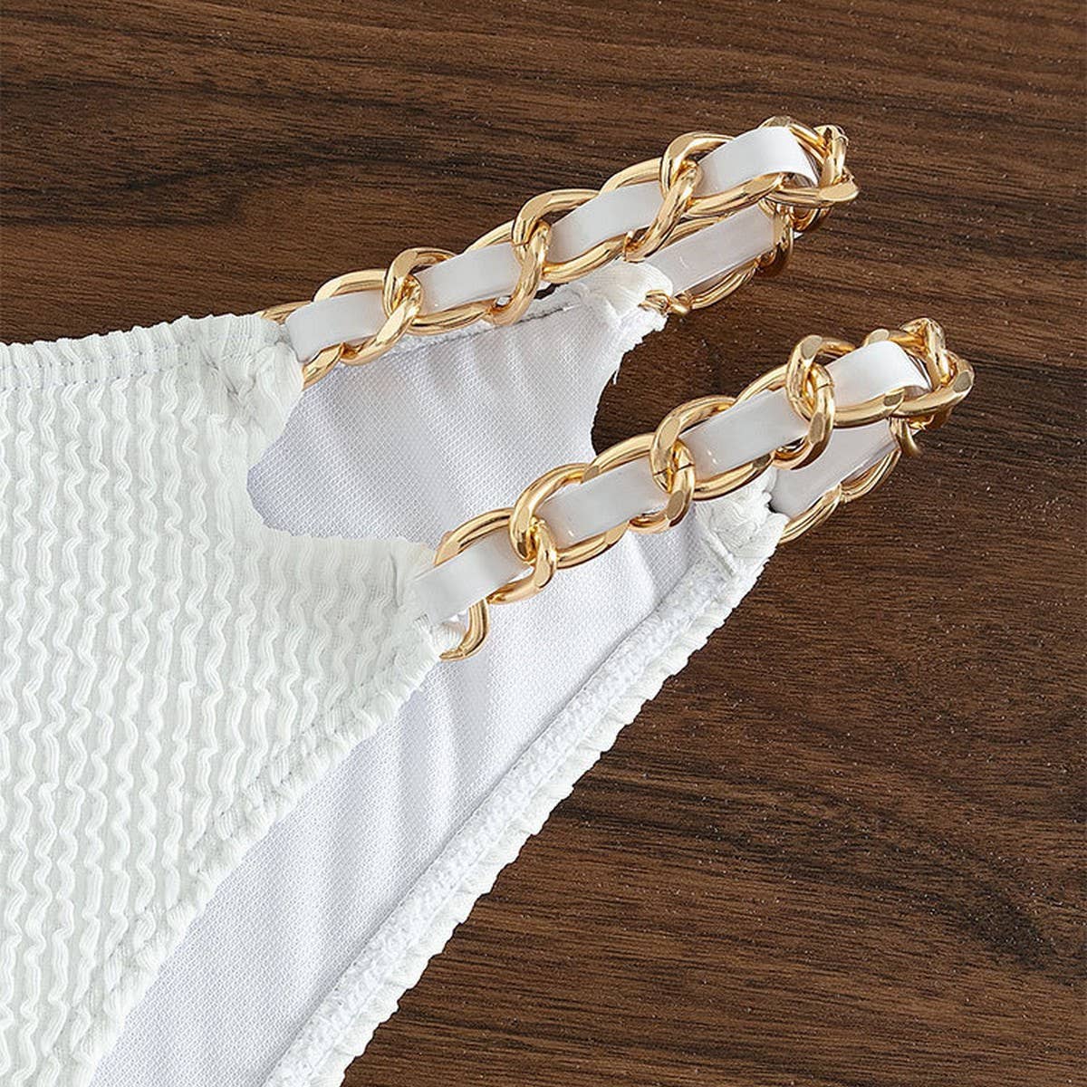 HALTERNECK CHAIN SPLIT 2 PIECE BIKINI SWIMSUIT_CWMW0168