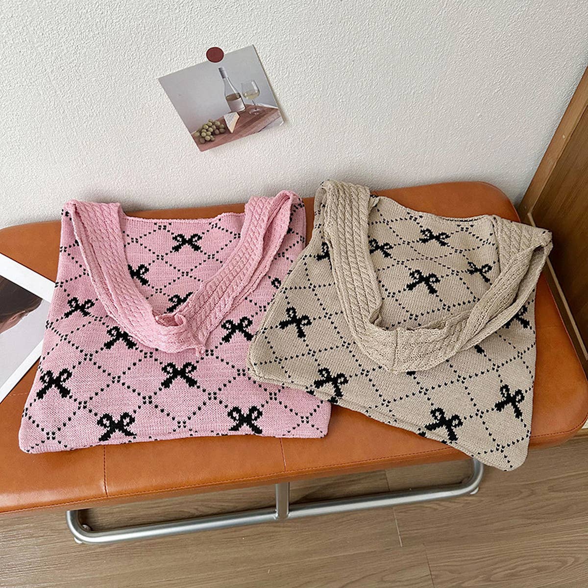 FASHIONABLE AND SIMPLE BOW DIAMOND TOTE BAG_CWAB3067