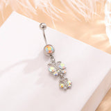 FASHION AB CZ BUTTERFLY BELLY RING STAINLESS STEEL_CWMM9325