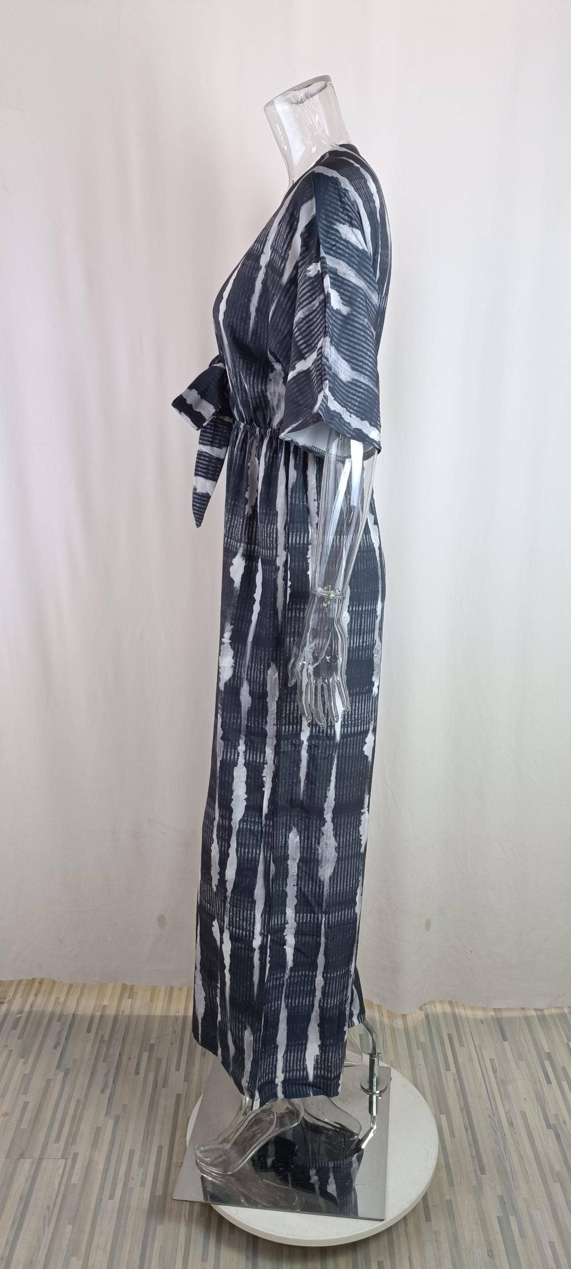 V-Neck Lace-Up Loose Jumpsuit