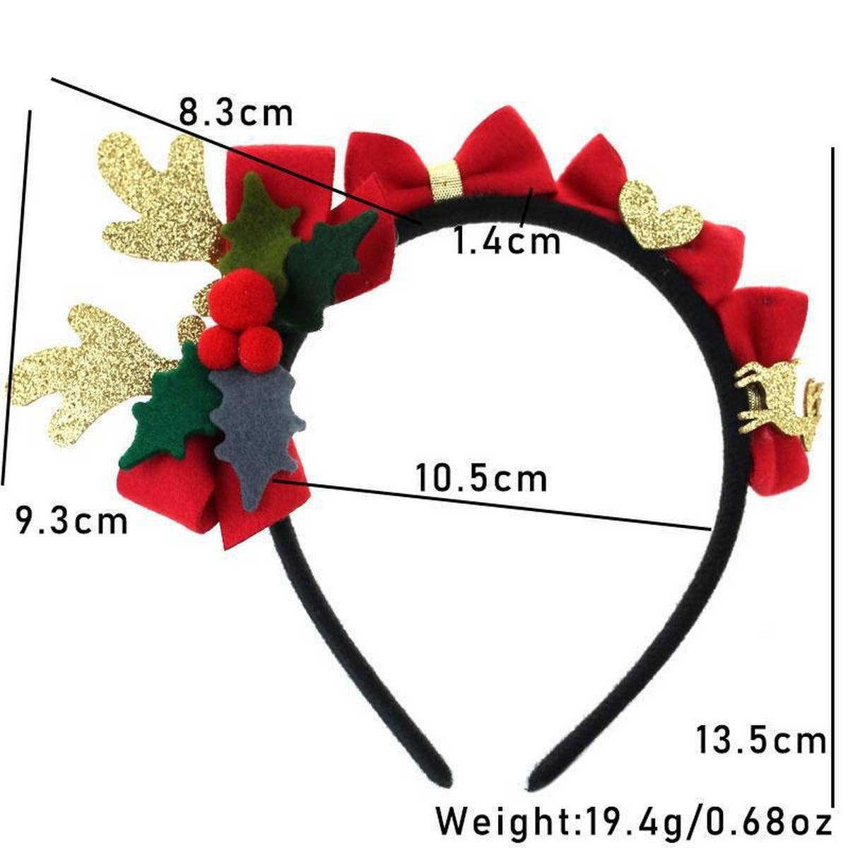 FUZZY RED BOW CHRISTMAS HEADBAND FOR WOMEN_CWAHA5667