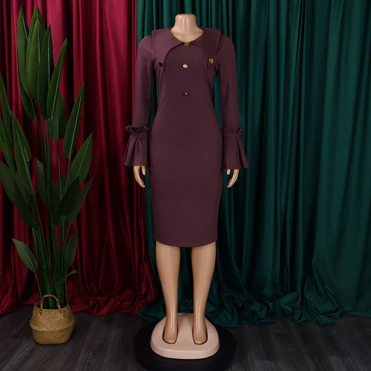 FASHIONABLE AND ELEGANT COMMUTER LONG DRESS_CWDMD3698