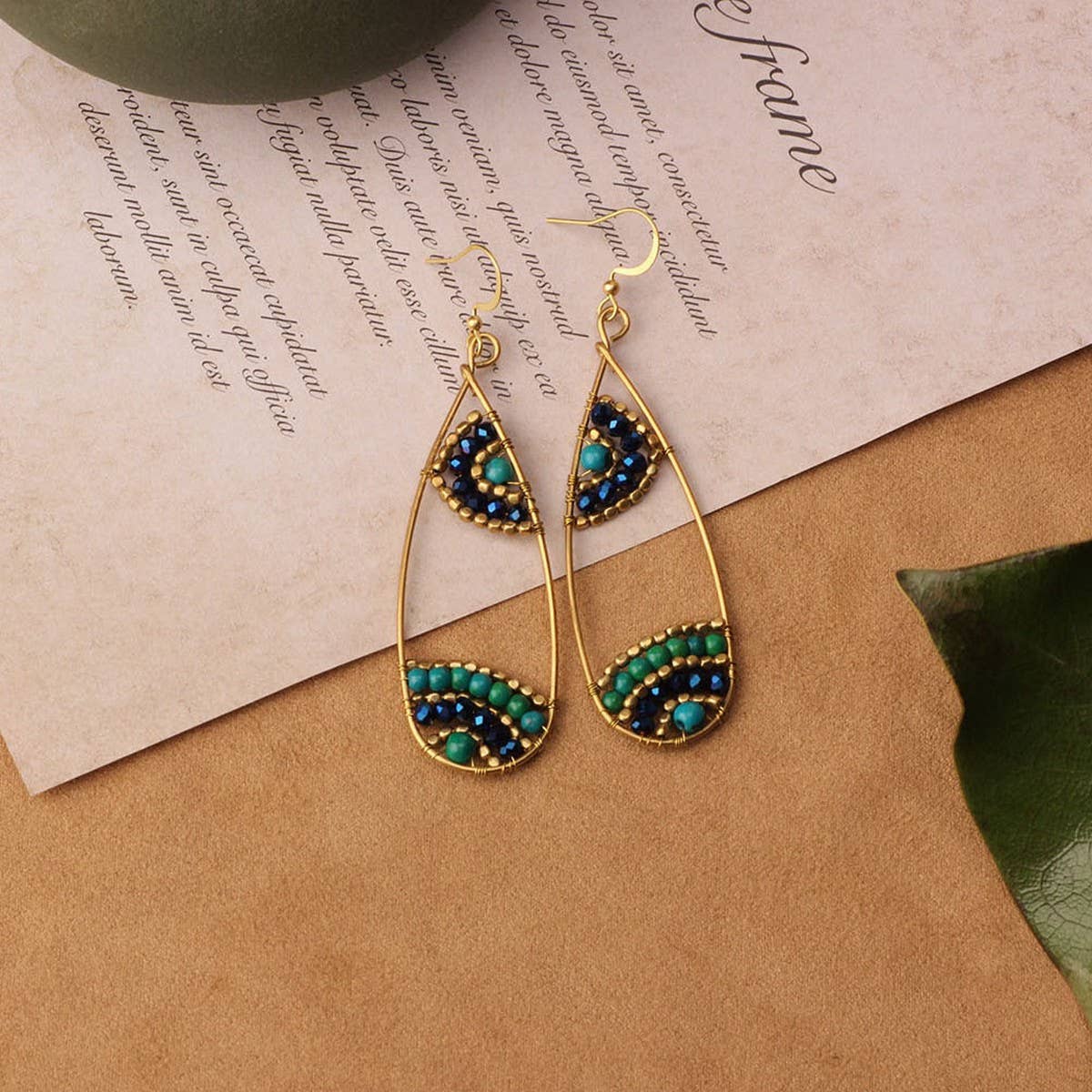 HIGH GRADE NATURAL STONE WOVEN COLORFUL EARRINGS_CWAJE3983