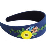 INDIGO DYE HAND EMBROIDERED HEADBAND IVY DESIGN_CWMM6110