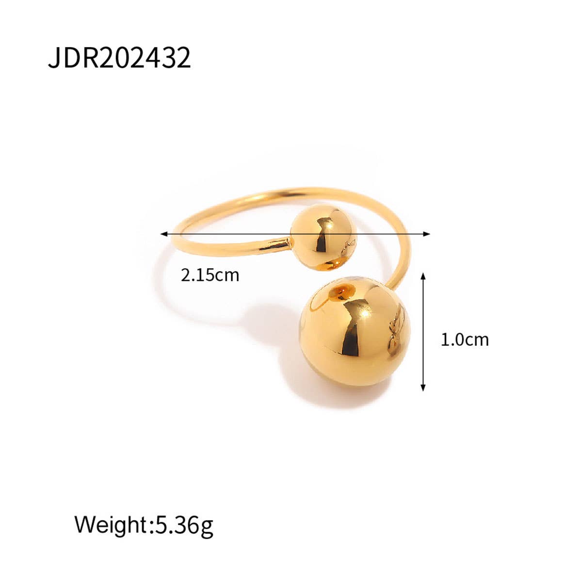 18K GOLD PLATE STAINLESS STEEL BALL RINGS_CWAJE0623