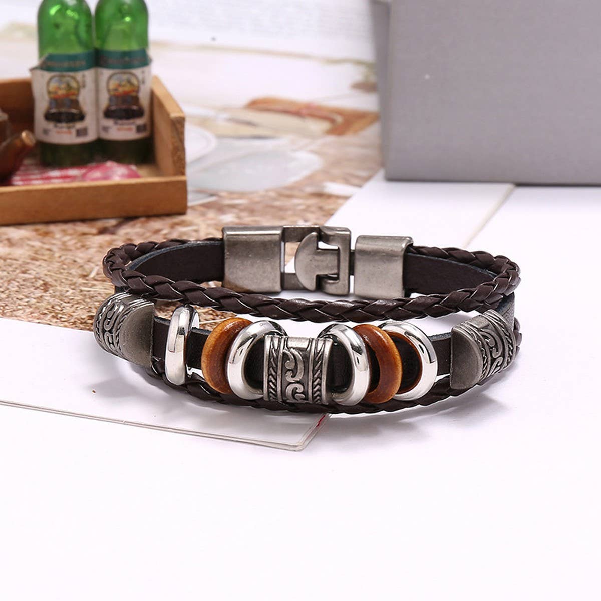 SIMPLE HAND BEADED MULTI LAYER LEATHER BRACELET_CWMM4460