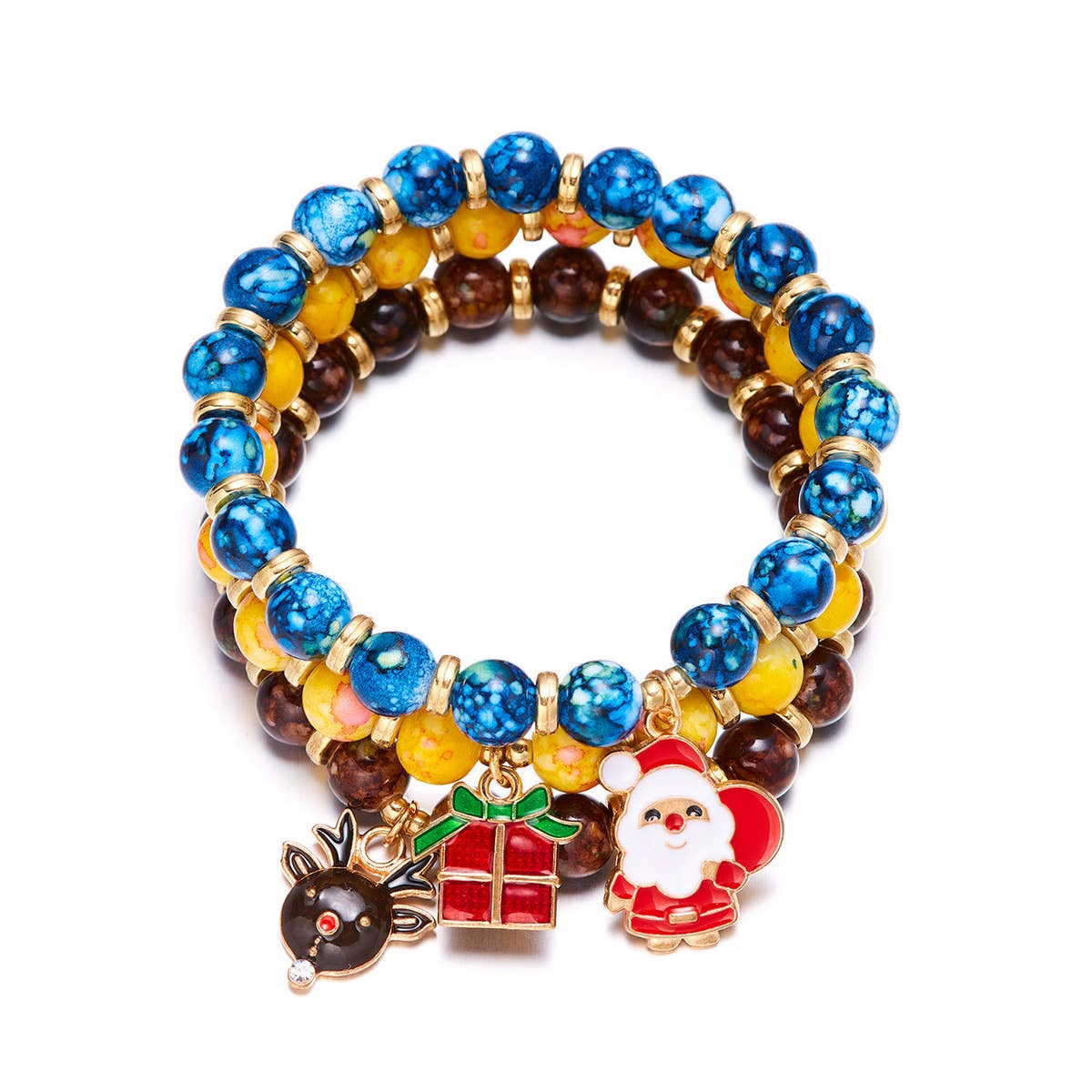 CHRISTMAS TREE SNOWMAN BEADED BRACELET_CWAJE2384