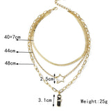 PENTACLE PENDANT LAYERED NECKLACE_CWAJE0445