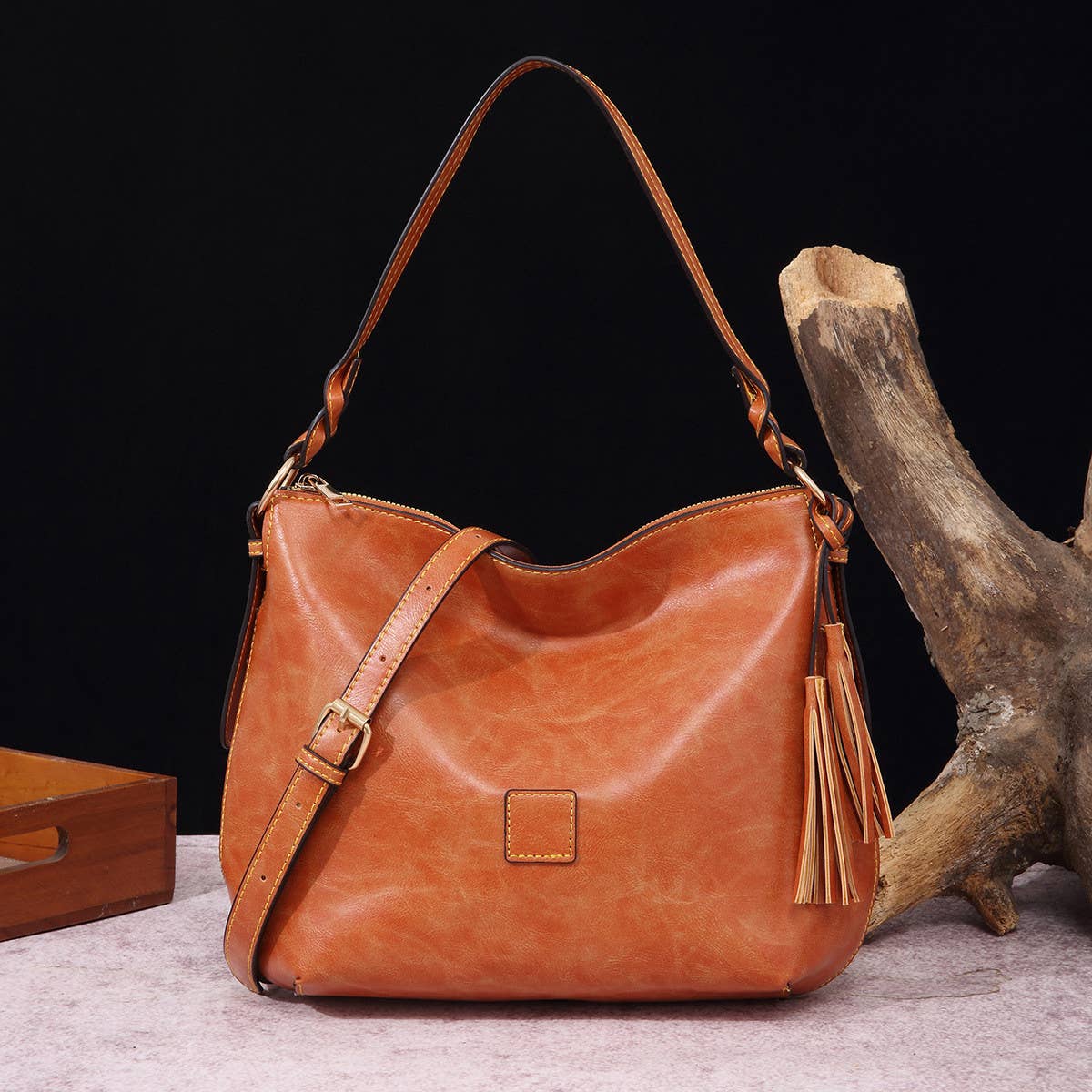 Fashion Retro Waxed Soft Pu Leather Handbag_Cwab2598