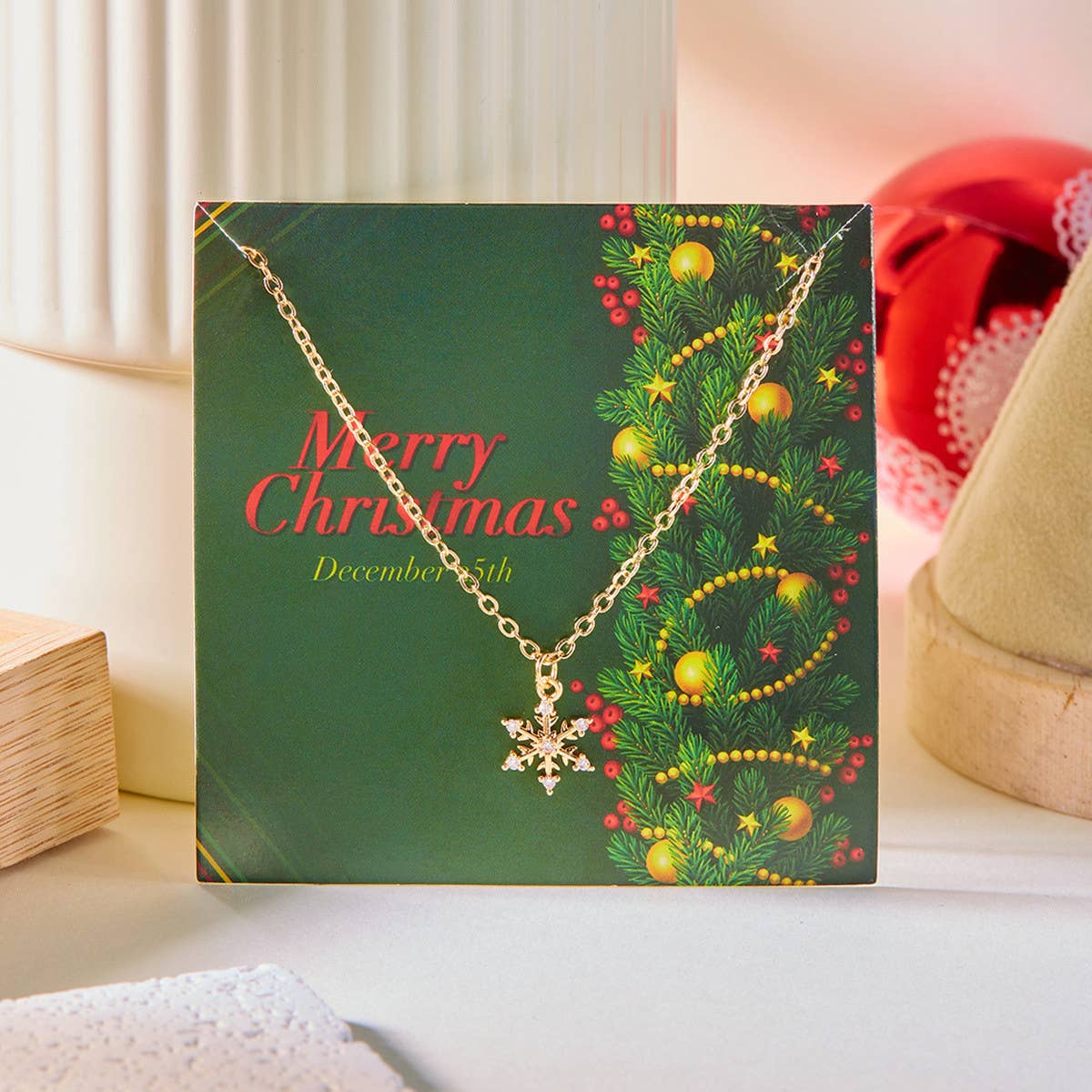 ALL MATCH NEW CHRISTMAS SNOWFLAKE NECKLACE_CWAJE2394