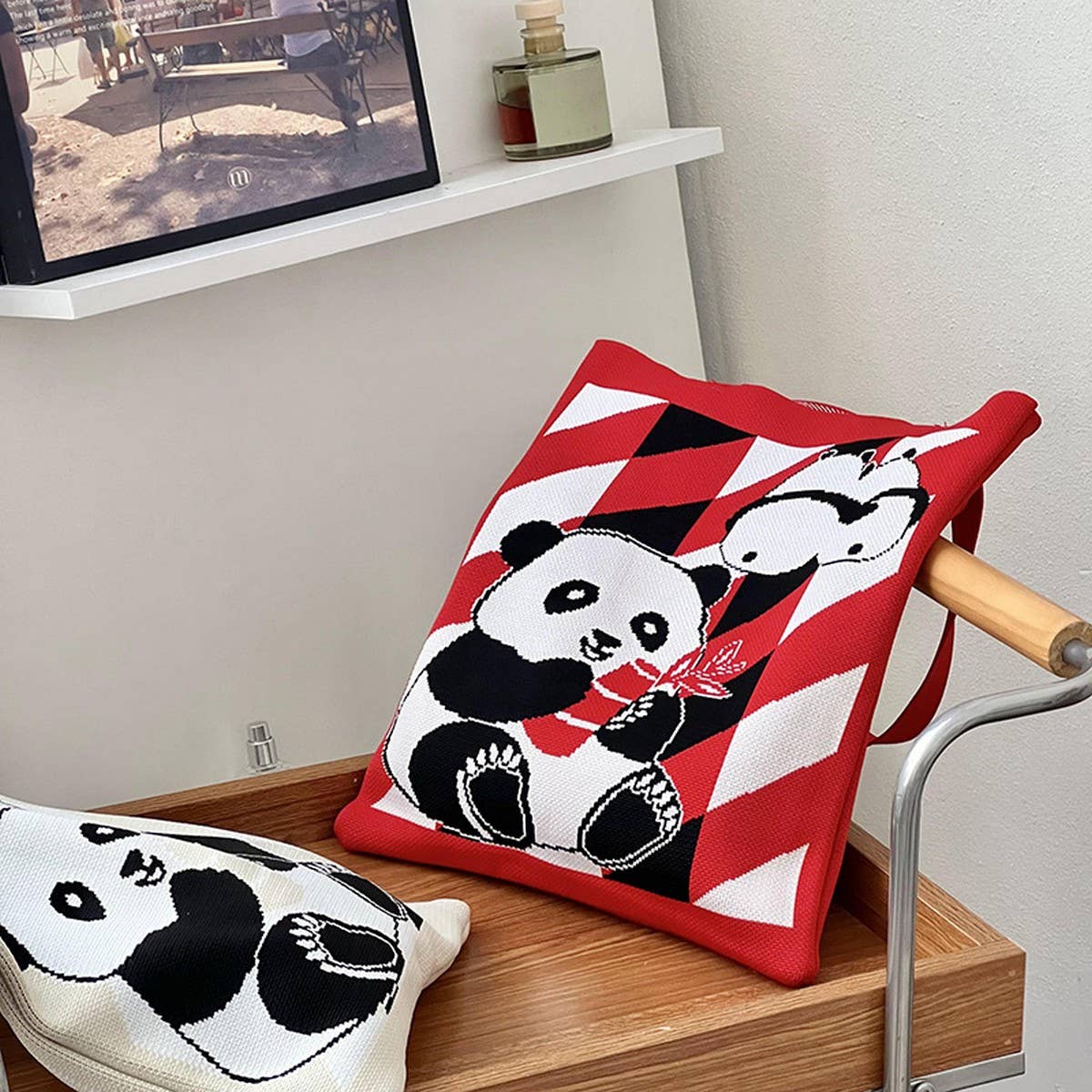 Casual New Style Panda Bag Knitted Handbag_Cwab3222