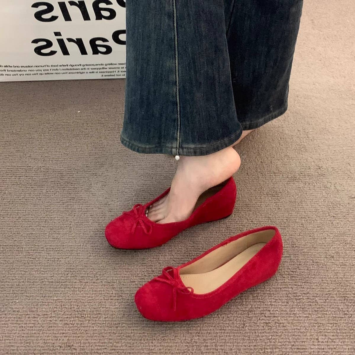 Yellow Ballet Flats With Wedge An Soft Sole_Cwshf0059