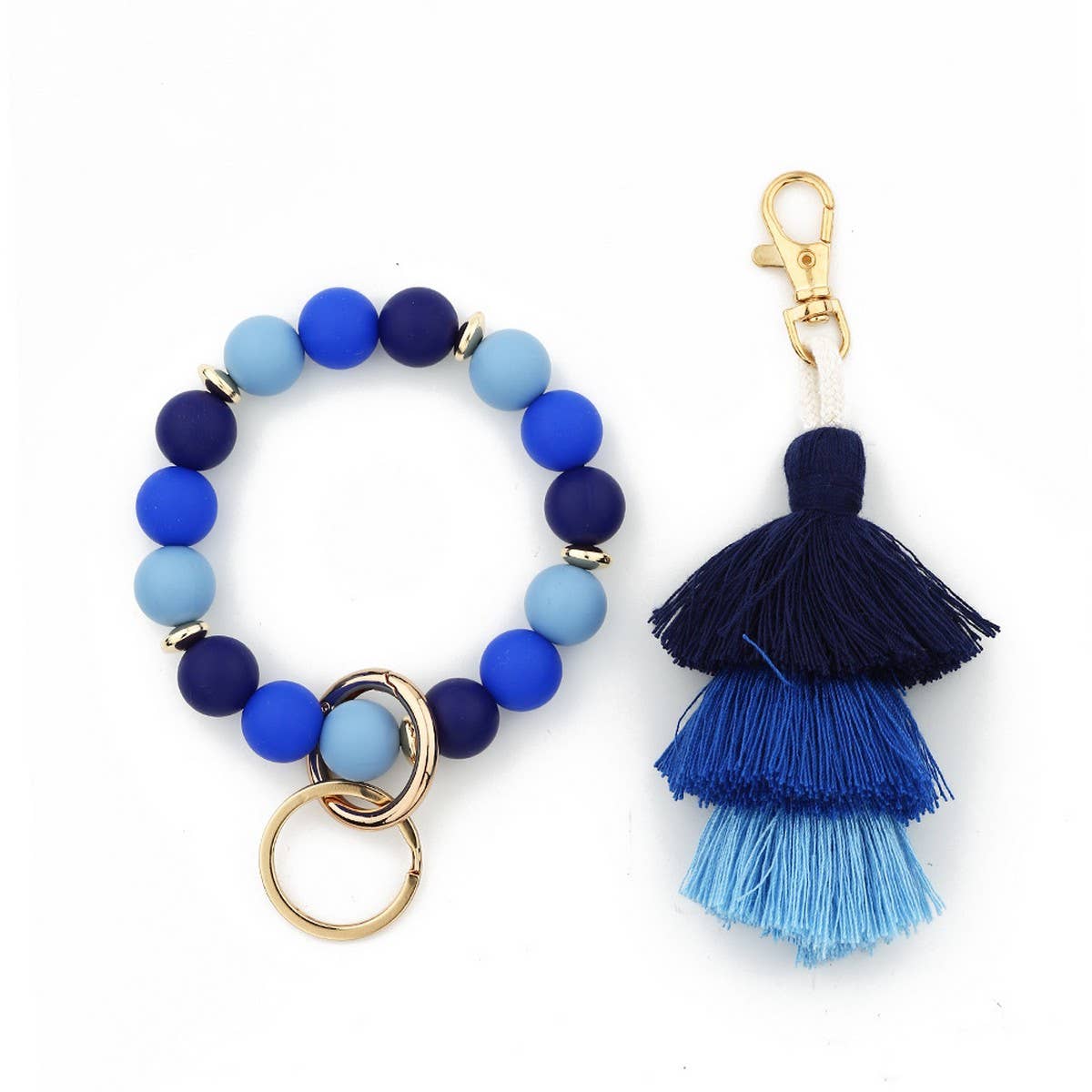 Womens Tassel Silicone Bead Keychain Bracelet_Cwab5029
