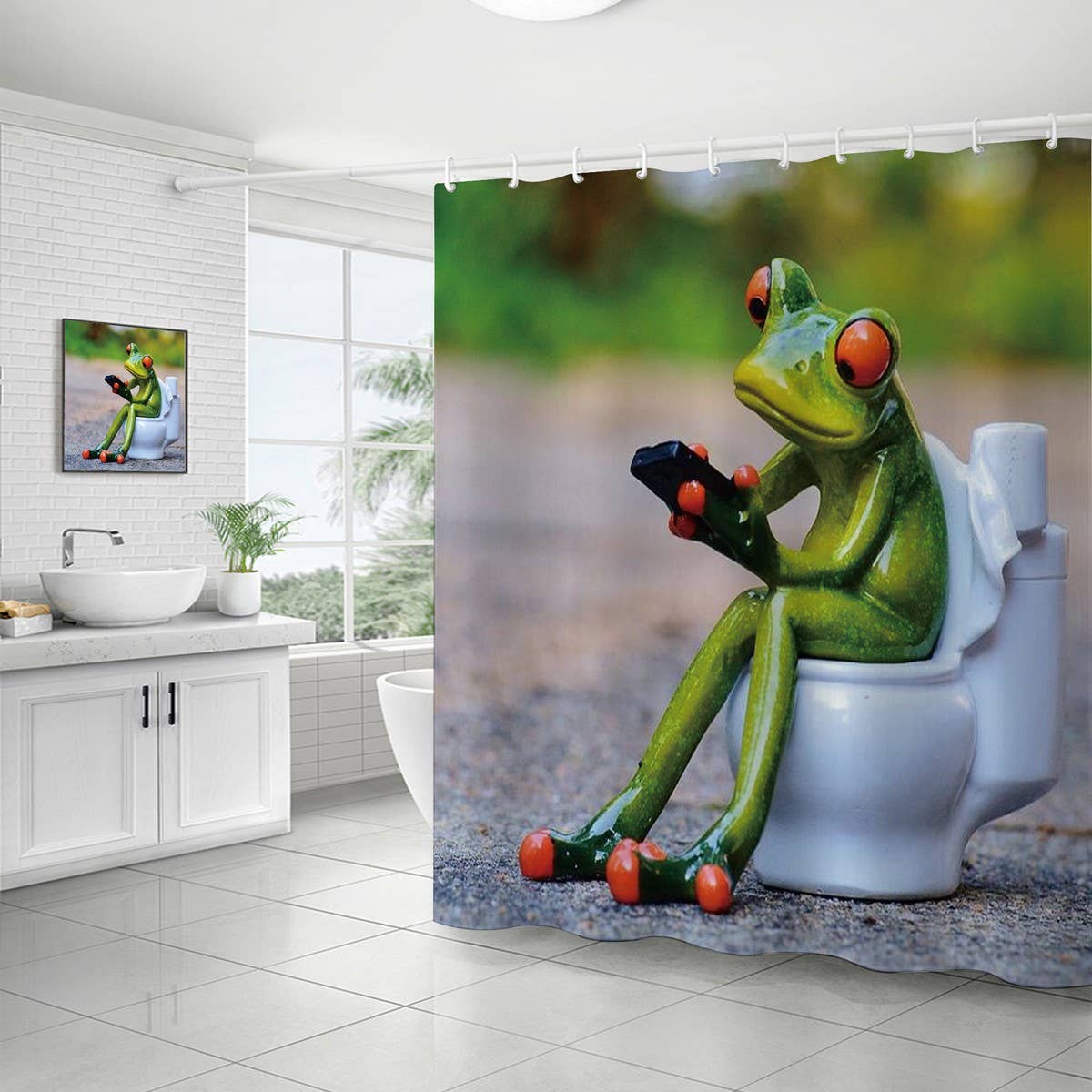 HOT SALE DIGITAL PRINTED FROG SHOWER CURTAIN_CWMM1805