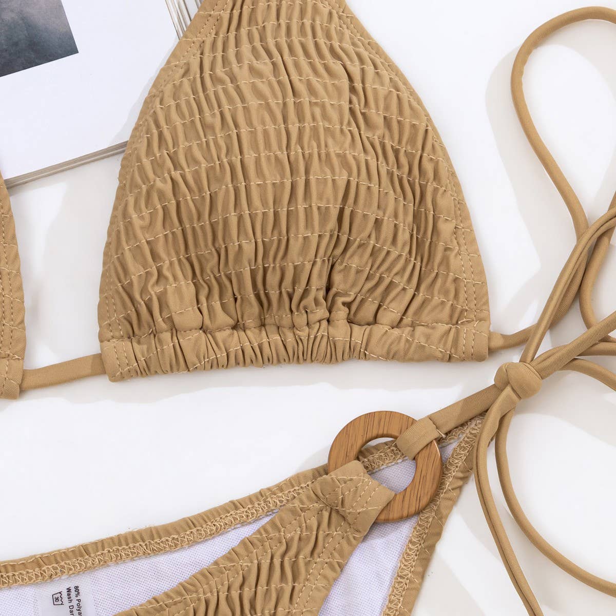 NYLON BIKINI SET SEXY SOLID COLOR TIE SIDE_CWMW0704